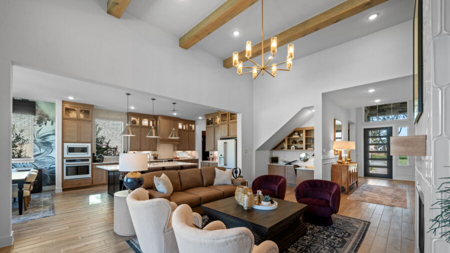 chesmar model home living room and kitchen